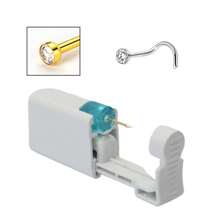 1 pezzo kit monouso per piercing al naso con elemento per piercing incorporato e 1 pezzo di anello per il naso - Pistola per piercing al naso sicura per uso domestico
