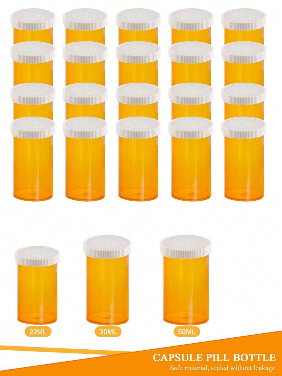 一套10PCS/5PCS/2PCS/1PC多用途带盖药物分配瓶，黄色，密封防潮，50/30ml容量圆形按压盖胶囊瓶，适用于储存胶囊、药片、维生素和糖果，适合旅行包装或家庭使用 - 彩色 - 查看 1