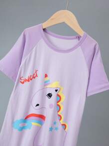 3 piezas Camisones de algodón para niñas, vestidos de pijama con estampado de dibujos animados lindos, pijamas livianos de ropa de casa para verano