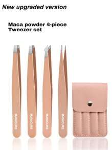 4PCS Stainless Steel Colored Tweezers Set, High-Precision Portable Eyebrow Shaping And Hair Removal Tool Set, Eyebrow Shaping And Hair Removal Beauty Makeup Tools, Purple, Pink And Black Three Colors For You To Choose (1PC/4PCS),Due To Different Production Batches, The Protective Lining In The Packaging Bag Is Placed Randomly And Does Not Affect The Use