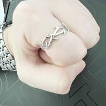 1 pièce Bague de couronne d'épines de Jésus pour hommes, en acier inoxydable gothique, bague pour le petit doigt vintage, bague réglable cool pour hommes, ensemble de bagues gothiques punks ouvertes