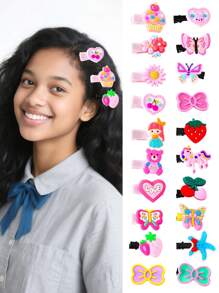 50 pièces de pinces à cheveux en argile souple colorée en forme de nœud papillon, clips de canard mignon et accessoires décoratifs pour cheveux en forme de fraise, convient pour un usage quotidien