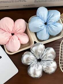 1个纯色山茶花印花大号3D海绵发圈,优雅甜美女孩圆形发髻绳,休闲优雅褶皱荷叶边马尾辫装饰,涤纶纤维发圈马尾辫发绳发圈橡皮筋发圈发圈弹性发绳发饰头饰弹力带 - 彩色 - 查看 11