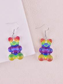 1 paar 3D regenboogbeer lesbische trots oorbellen, feestdecoratie sieraden
