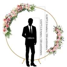 1pc Metal Balloon Arch Frame, Available In 1.5m/1.8m/2m/2.2m/2.5m Circular Arch, Suitable For Wedding Backdrops, Anniversary Celebrations, Bridal Showers, Graduation Ceremonies, Holiday Parties, Balloon & Floral Decor (Gold) - Gold - View 6