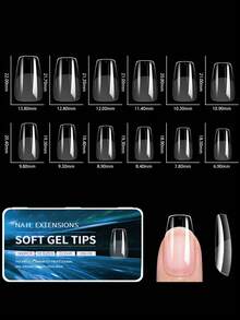 440/550片透明假指甲软凝胶半哑光全覆盖按压指甲杏仁形棺材椭圆形人造加厚前缘薄后缘假指甲DIY指甲延长美甲用品