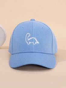 1 pieza Gorra de béisbol con dinosaurio para niños, ajustable, de perfil bajo y sin estructura, con bordado de rostro, gorra de béisbol, sombrero de sol para exteriores y camionero