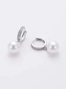 1 par de brincos de zircônia e imitação de pérolas artificiais para mulheres, joias delicadas de luxo e alta qualidade para presente de festa de casamento