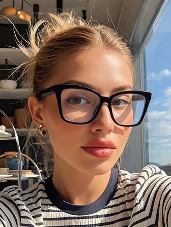 1 Pair/3-4 Pairs Women's Casual Fashion Cat Eye Transparent Glasses, Suitable For Daily Reading, Office, Hiking, Party And Other Occasions