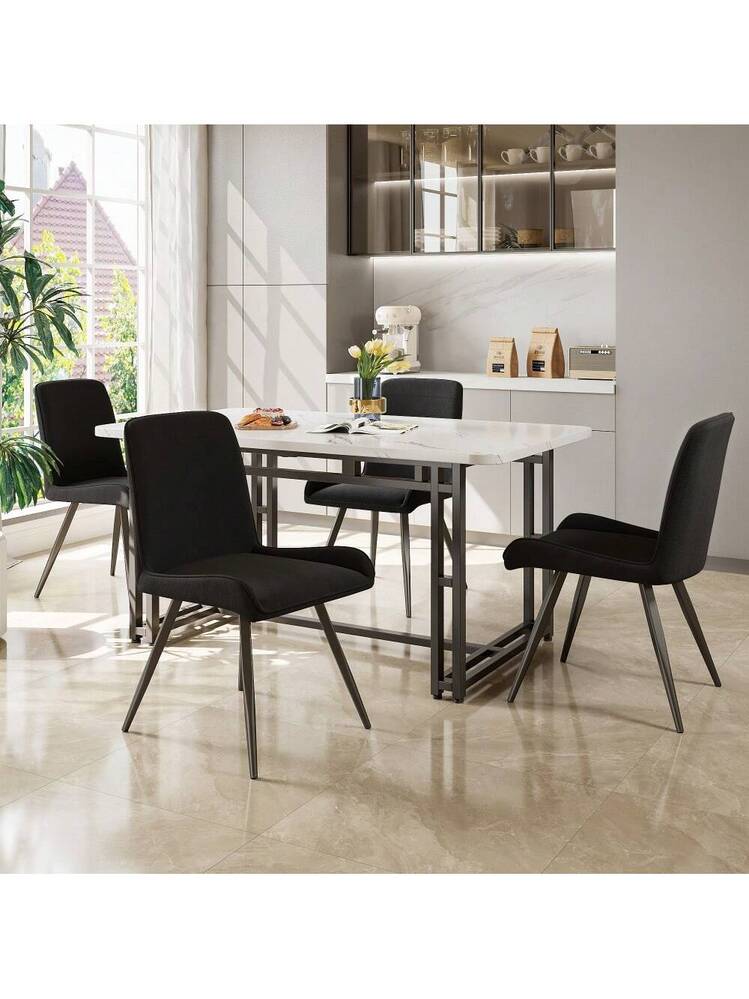 Set Di 2 Sedie Da Pranzo In Velluto Nero Con Gambe Dorate – Moderne, Metalliche, Per Soggiorno E Cucina - 4