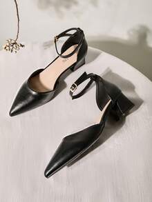 新款时尚女士黑色高跟鞋 - 露趾穆勒鞋、粗跟凉鞋、尖头鞋 圣诞节冬季圣诞礼物 - 黑色 - 查看 2