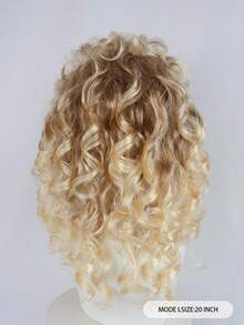 20 Inch Blonde Disco Fluffy Synthetic Wavy Cosplay Wig With Dark Roots For Women 80s Hippie Rocking 70s 90s Theme Party, Retro Elegant Princess Wig Shaggy Layered Big Bouffant Curly Vintage Costume Wig For Holiday Birthday Gift For Christmas Decor - Gold - View 8