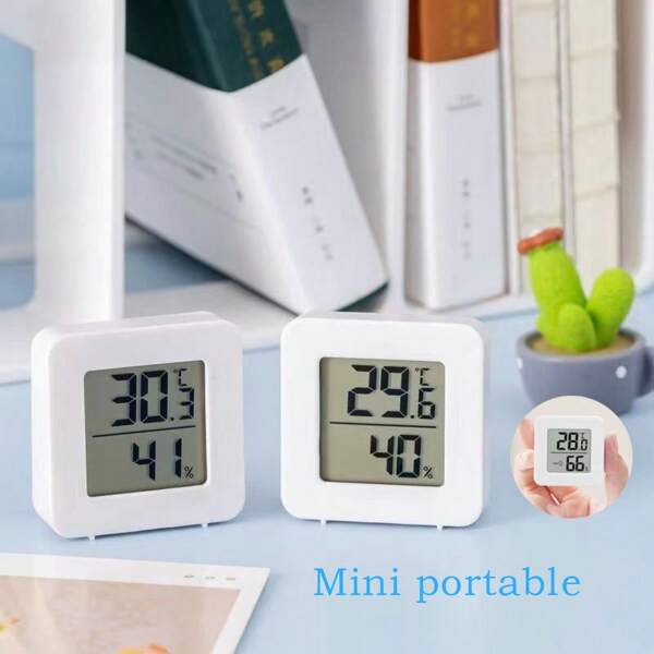 1 pieza/2 piezas Termómetro y higrómetro digital mini, termómetro higrómetro de interior con pantalla LCD, apto para terrario de reptiles, frascos, estuches de guitarra, invernadero, jardín, bodega, refrigerador, armario