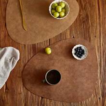 1pc Artificial Leather Placemat, Table Mat Heat-Resistant Non-Slip Washable Insulation Coffee Mat, Kitchen Placemat Nordic Style Coffee Mat