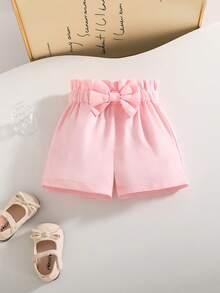 Shorts casuales rosas con lazo, para niñas pequeñas y bebés, nuevo modelo de verano - Rosa - Ver 1