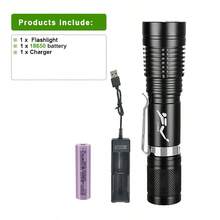 潜水手电筒 LED XHP20 强力潜水灯 IP68 专业潜水手电筒 深度 50 米水下灯带点击 - 黑色 - 查看 14