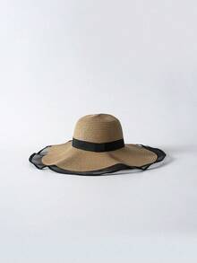 Tropiscape 女士遮阳帽 夏季草帽 宽檐，防晒时尚法式网眼设计，适合旅行、海滩、户外活动 波西米亚风蝴蝶结沙滩帽 秋季圣诞节 冬季圣诞节礼物 - 草帽 - 查看 4