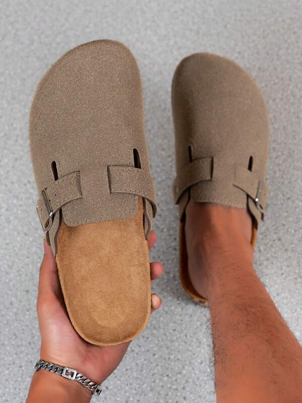 Chaussures mules pour hommes, nouvelles, style vintage, mocassins à enfiler décontractés, chaussures molles, mules à bout fermé avec sangle réglable, rembourrées de coton pour l'automne/l'hiver ou non rembourrées toute saison