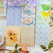50 Sheets/Book Craft Paper Material, White Seasonal Floral Series DIY Decoration Scrapbooking Paper, Butterfly Package Paper Decoration Background Paper, Children Gift