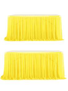 1pc Polyester Table Skirt, Suitable For Rectangular Tables, Wrinkle Resistant & Easy To Clean Ruffled Table Cloth, Ideal For Birthday Cake Tables, Banquets, Weddings, Bridal Showers And Various Party Celebrations - Multicolor - View 45