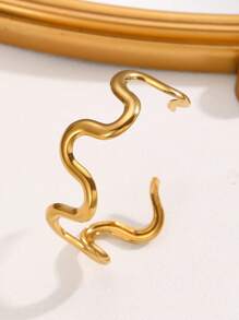 1pc Minimalist Fashionable Metal Polka Dot, Wavy Bamboo Joint Eyes Element Stainless Steel Bracelet For Women, Suitable For Parties And Daily Wear