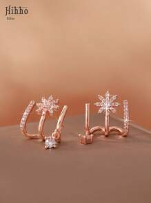 Hihho 2 Stücke modische personalisierte funkelnd mikro-eingelegte Zirkonia oktagonale Ohrstecker, Geschenk für Mädchen, Party