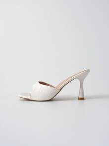 White Women's High-Heeled Summer Sandals & Slippers, New Arrival, With Mid-Heel, Thin-Heel, Comfortable Wearing And Suitable For Various Occasions, Simple & Fashionable Style Winter Gifts - White - View 11