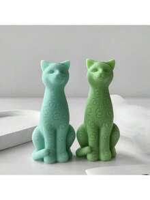 3D立体猫形DIY手工石膏香薰石硅胶模具，多用途 - 白色 - 查看 5