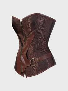 Steampunk Corset Renaissance Corset  For Wome  Pirate Plus Size Corset Top - 棕色 - 查看 2