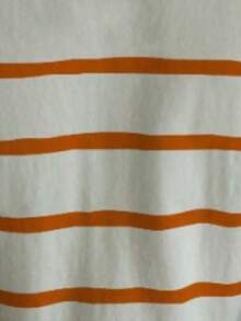 Sweater Rajut Lengan Pendek Kasual Leher Bulat Motif Garis-garis untuk Pria - Jeruk - View 2
