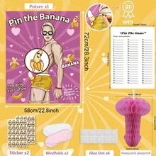 单身派对装饰，1 件/6 包单身派对用品，悬挂式蜂窝绒球粉色背景适用于新娘送礼会、单身派对、单身派对配饰、单身派对配饰、新娘婚礼订婚粉红玫瑰粉色生日，将香蕉别在帅哥身上游戏新娘送礼会婚礼订婚派对游戏女孩之夜 - 彩色 - 查看 9