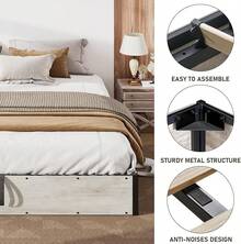 Full/Queen/King Size Lift Up Storage Platform Bed Frame, Metal Bed Frame With Wooden Slats Support And Large Storage Space, Noise Free Design, Easy Assembly Structure, No Box Spring Needed, Modern Bedroom Furniture, White Birch - Bạch Dương - Xem 5
