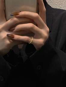 BALMORA 1pc Minimalist Twist Sterling Silver Ring - Gold - View 4