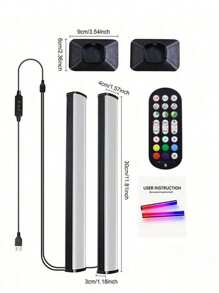RTONTR 1 Dragging 2 Desktop Led Ambient Light TV Desktop LED Lights 30 CM Smart LED Light Strips 5V Smart LED Light Strips - Remote Control Via App, Music Synchronization PC Material For Gaming Ambiance Party Decor Christmas Gifts Living Room Camping And Other Scenarios Use