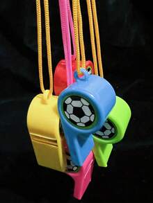 一套随机颜色趣味迷你创意塑料裁判哨 - 耐用响亮，适用于运动、游戏和活动，带挂绳（部分配件随机发送） - 彩色 - 查看 5