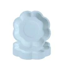 10pcs/20pcs/40pcs/50pcs 蓝色扇形纸盘套装 扇形纸盘9寸7寸贝壳边一次性盘子纸杯纸巾生日派对装饰母亲节礼物结婚生日派对用品日常野餐露营托盘 (浅蓝色)