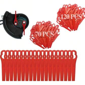 70/120pcs Replacement Blades For Garden Lawn Mower, 8.3cm Plastic Trimmer Blades, Lawn Mower Spare Parts For Stihl PolyCut 2-2, Bosch Red Cordless Grass Cutter
