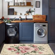 1 Pc Floral Printed Microfiber Bath Mat, Extra Soft For Kitchen And Bathroom - Multicolor - View 8