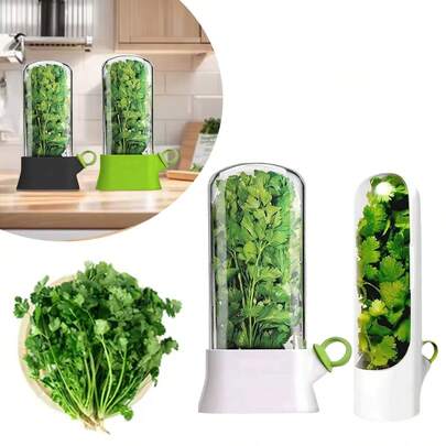 Herb Saver, Herb Keeper For Refrigerator, Cilantro Containers For Refrigerator, Herb Saver Pod, Fresh Herb Keeper For Cilantro, Parsley, Asparagus, Keeps Vegetables For 2-3 Weeks