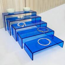 5pcs Multicolored Acrylic Step Display Rack, Livestreaming Figure/Blind Box Display Ladder Shaped Shelves, Home Decor Storage Collection Organizer