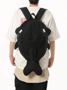 Plecak Peach Tree Unisex Shark Design, codzienny, modny plecak, odpowiedni do szkoły średniej, studentów, par, podróży, sportu, wielofunkcyjny, lekki, powrót do szkoły, Halloween, prezent świąteczny - Czarne - Zobacz 5