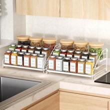 4-Tier Spice Rack For Inside Cupboard, Kitchen Countertop Spice Rack, Depth Adjustable Spice Racks Organiser For Counter, Cupboard, Pantry White (2 Packs) - White - View 8
