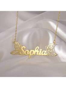 1 Peça Colar Personalizado de Borboleta em Aço Inoxidável Dourado - Elegante e Fofo Pingente Personalizado com Corrente Delicada, Adequado para Uso Diário e Ocasiões, Presente Personalizado | Pingente Personalizado | Design Requintado, Decoração de Borboleta