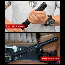 Baseball Bat LED Flashlight AluminumAlloy Focusable Zoomable Super Bright Self Defense Mace Light Tactical Baton Emergency Torch - Black - View 3