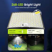 1/2pcs Solar Lights, [268LED/5 Modes/] 16.4ft Extension Cable Super Bright Motion Sensor, With The Latest 3 Bright Always-On Light Modes From Dusk To Dawn, Remote Control, IP65 Waterproof, LED Solar Lights Suitable For Garden Patio Courtyard Garage Corridor