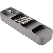 DrawerStore Compact Utensil Organizer For Kitchen Drawer Silverware Flatware Tray Small Grey - Gray - View 1