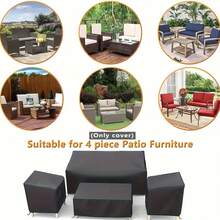 4- 210D 重型防水户外罩，带可调节拉绳，包括沙发、2 把椅子、咖啡桌罩，适用于客厅、花园、阳台、露台家具