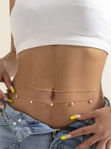 Bijoux mode européenne et américaine, chaîne de taille transparente cristal sexy minimaliste, chaîne de corps de bikini charmante avec strass (chaîne faite main coupée sur mesure, quantité de perles non fixe)