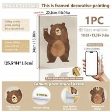 Cute Bear 1 Or 3 Nursery Wall Art Set: 3 PiecesForest Theme Nursery Decor With Hand Painted Brown Bears And Blush - Unisex Scandinavian Nursery Prints - Multicolor - View 20
