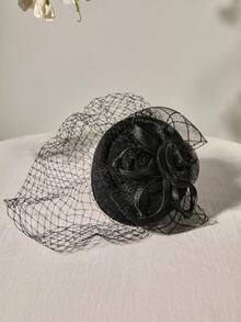 1pc Fascinator Hair Clip Bow Decor Polyester Hair Accessory, Suitable For All Seasons Winter Gifts - Fascinator 2024 - View 2